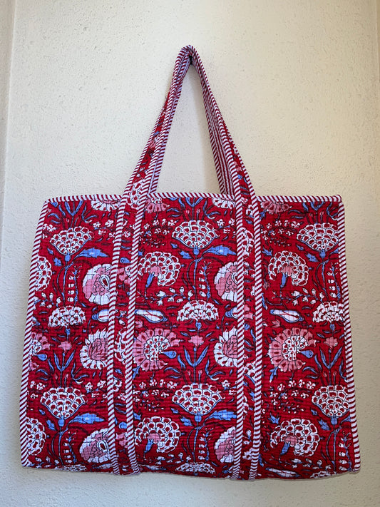 Crimson Red Bloom – Wander Tote Bag 18x18