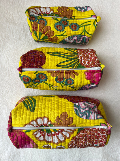 Yellow floral – Utility Pouch Pack of 3