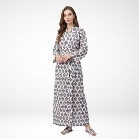 Mini Floral White Whisper – Women’s Cotton Kimono