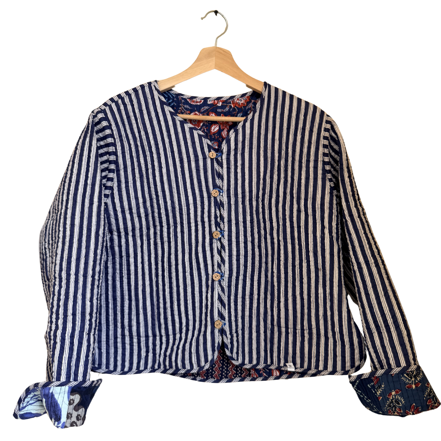 Midnight Blue Indigo – Patchwork Quilted Cotton Reversible Jacket