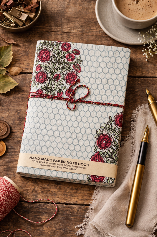 White Pink Floral -2 – Handcrafted Journal