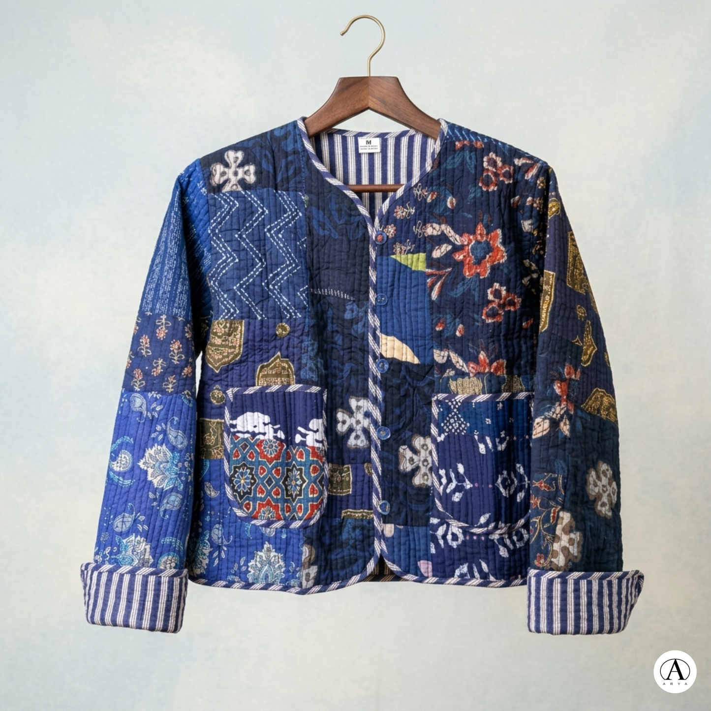 Midnight Blue Indigo – Patchwork Quilted Cotton Reversible Jacket