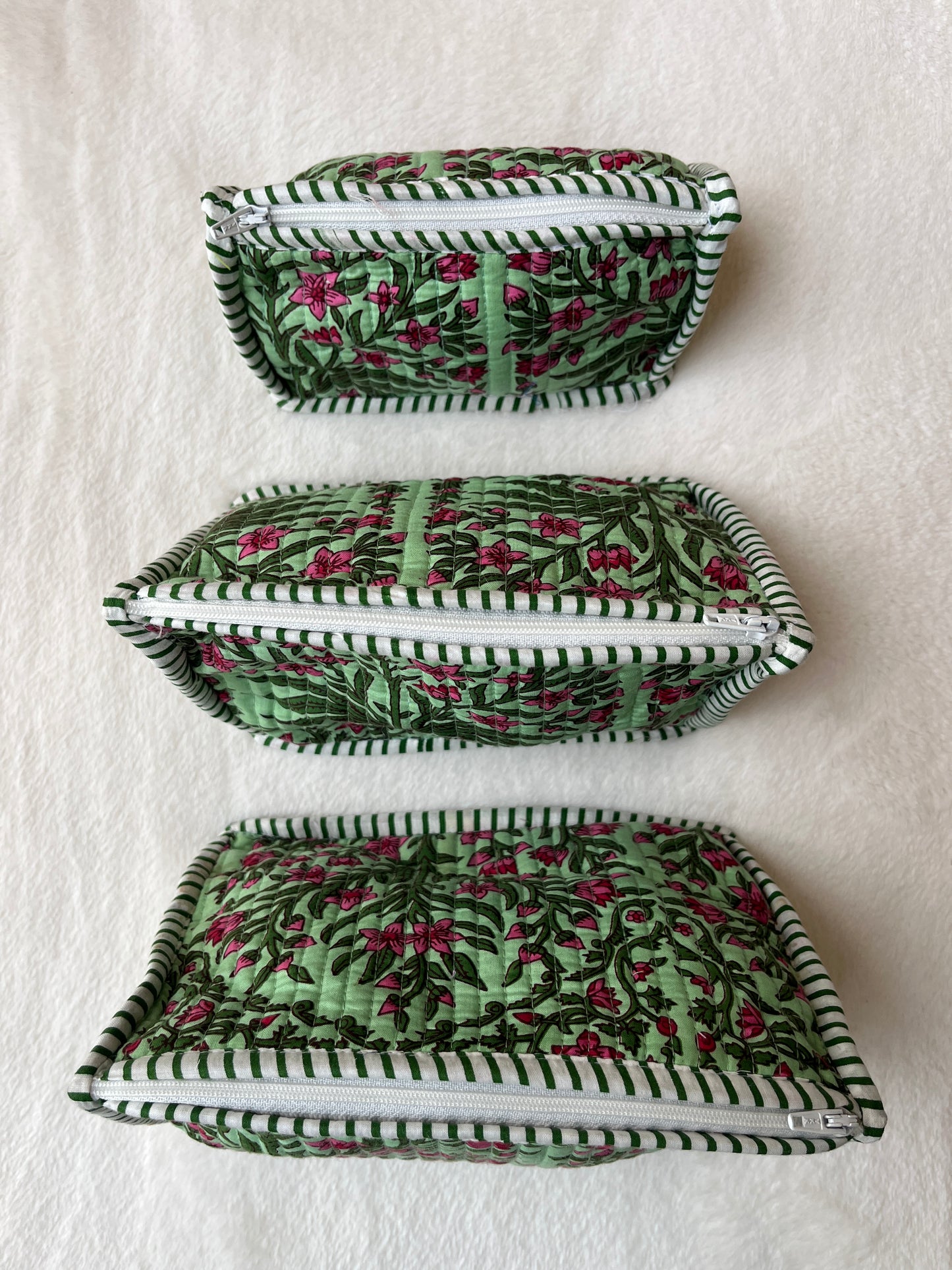 Green floral Pyramid – Utility Pouch Pack of 3