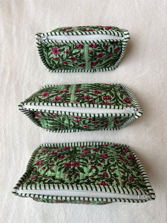 Green floral Pyramid – Utility Pouch Pack of 3