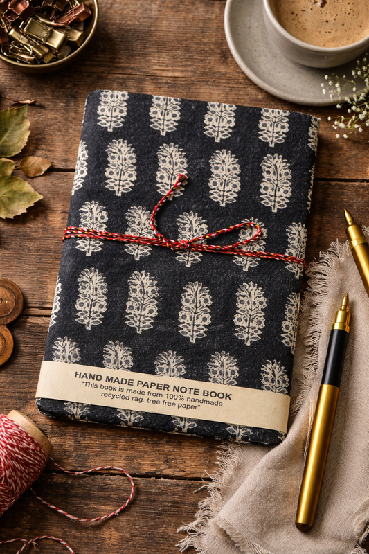 Midnight Black Blossom – Handcrafted Journal