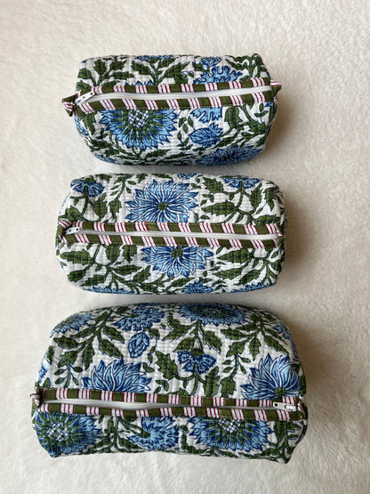 Blue Floral-1 – Tote & 3 Pouch Set
