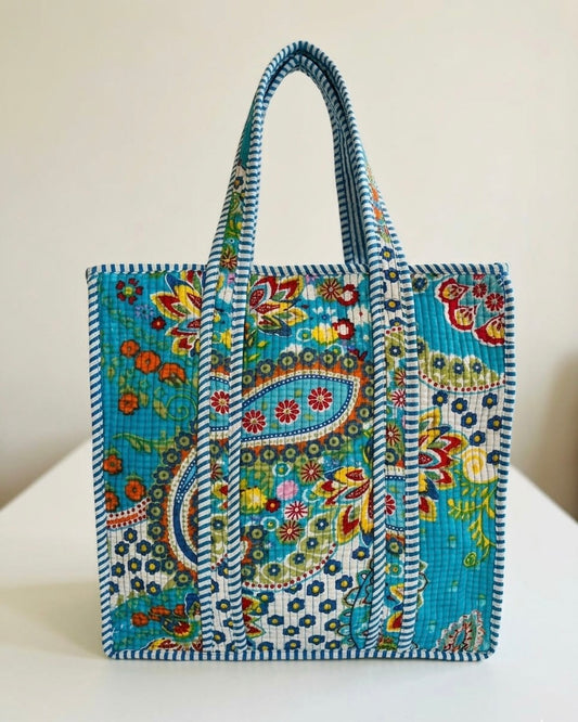 Blue floral Mini Tote Bag 14X14