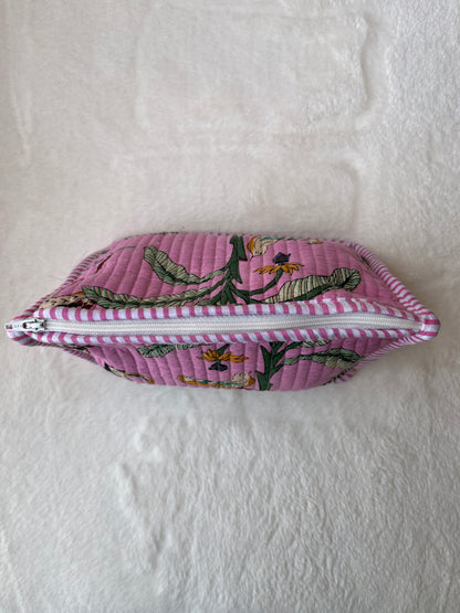 Pink Safari Quilted Utility Pouch Set of 3