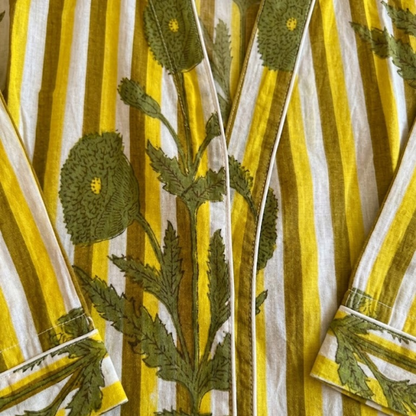 Lemon Yellow Bloom Riot - Women’s Cotton Kimono