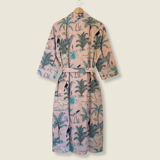 Peach Safari Print – Women’s Cotton Kimono