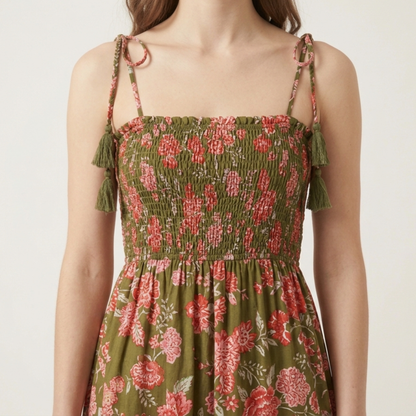 Emerald Garden – Green Floral Luxe Dress