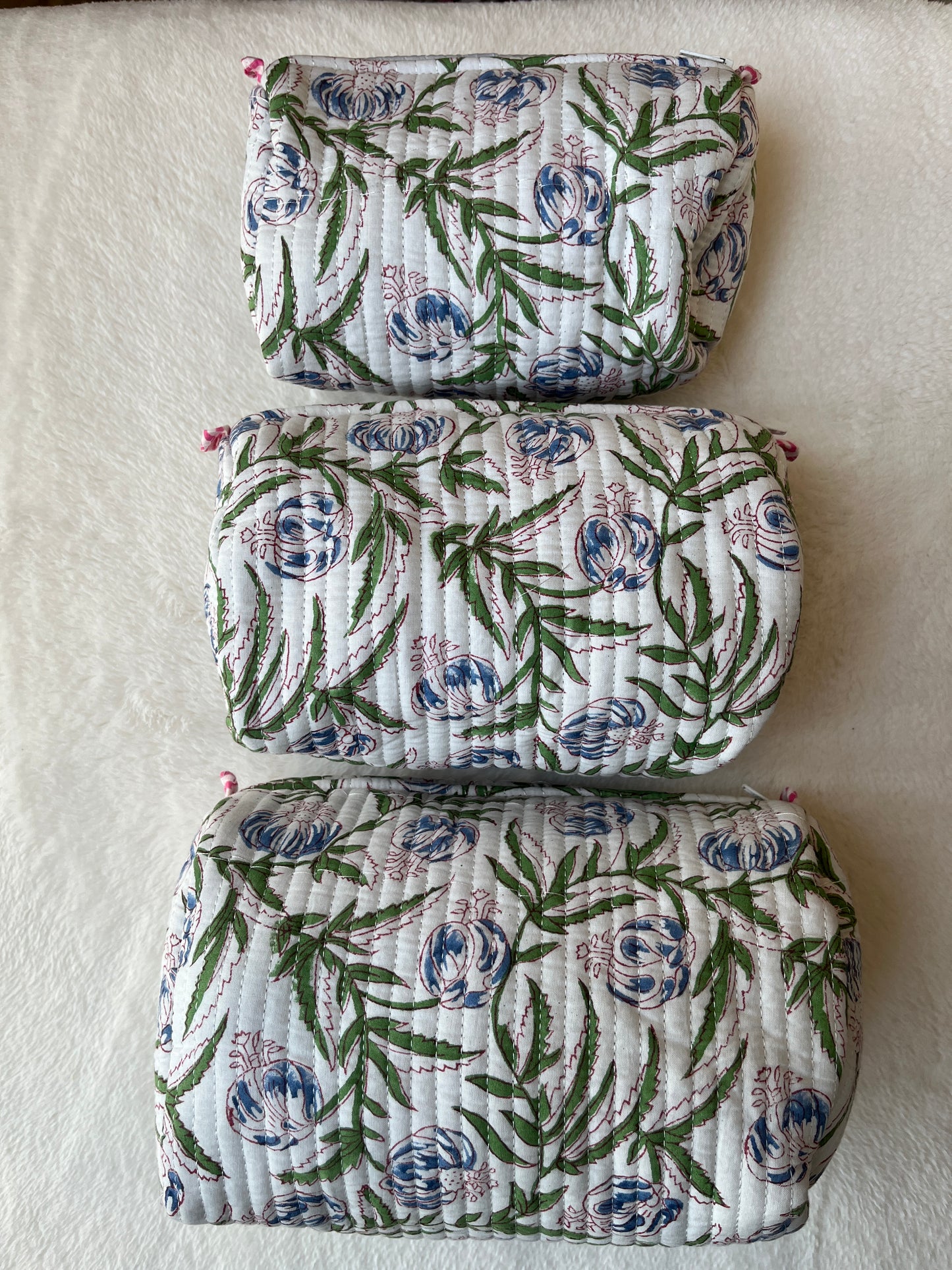 White Green floral – Utility Pouch Pack of 3