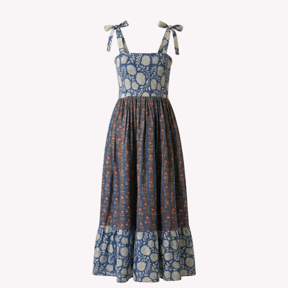 Blue Petal Bloom – Floral Luxe Dress