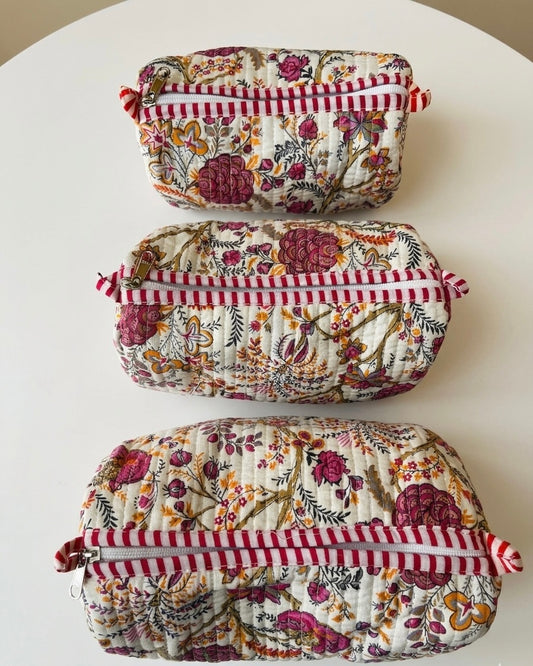 Peach floral-2 – Utility Pouch Pack of 3