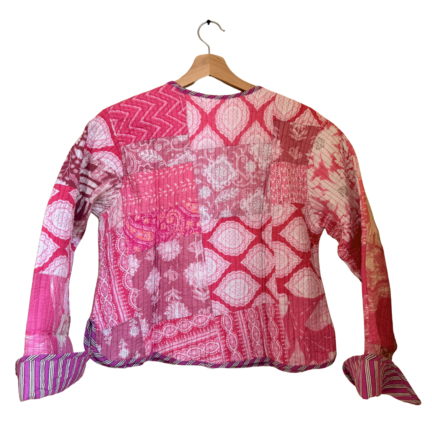 Rosé Pink Delight – Patchwork Cotton Quilted Reversible Jacket