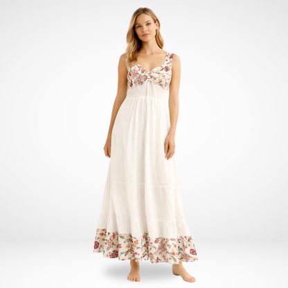 Ivory Bloom – White Floral Luxe Dress