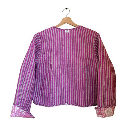 Rosé Pink Delight – Patchwork Cotton Quilted Reversible Jacket