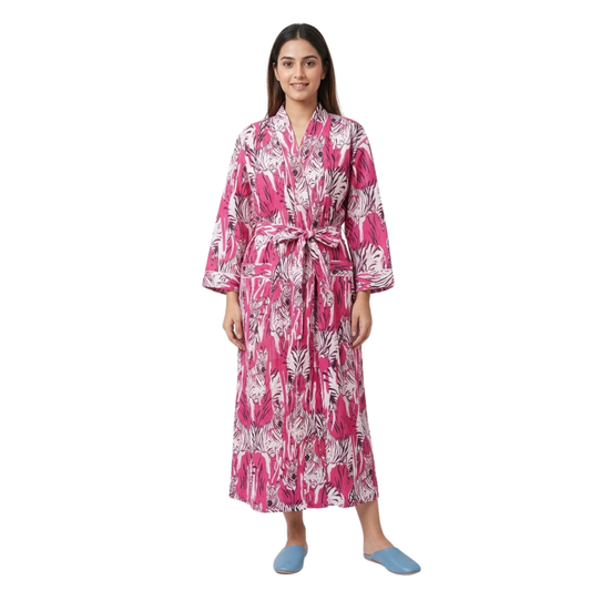 Pink Zebra Riot – Women’s Cotton Kimono