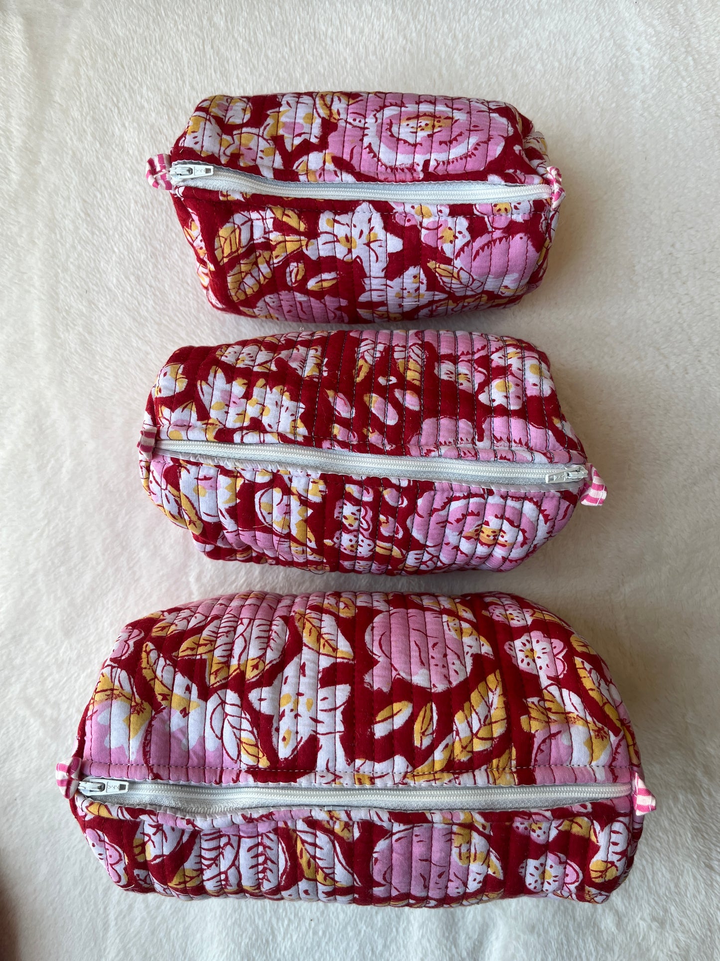 Red pink floral – Utility Pouch Pack of 3
