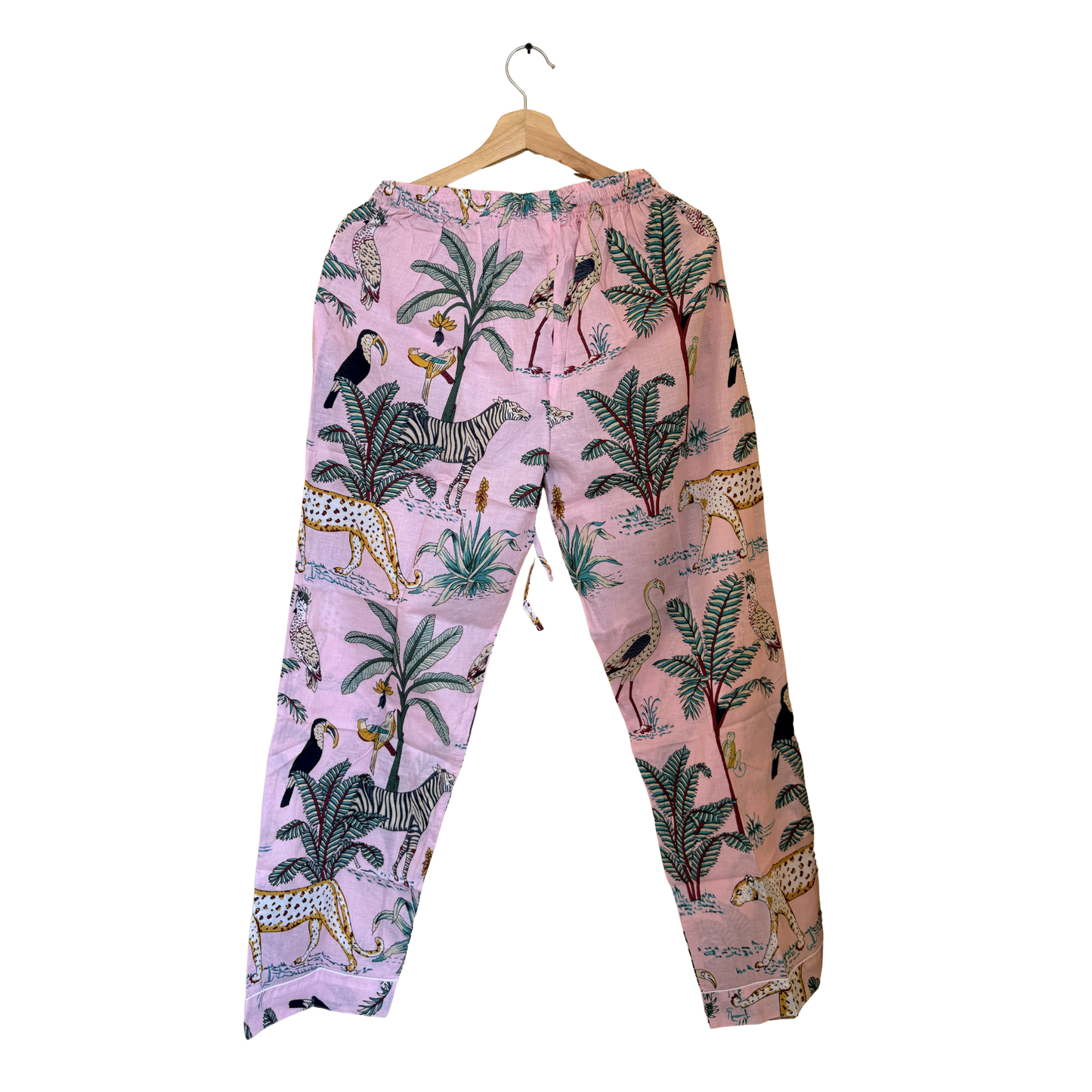 Women's Blush Pink Safari Print Cotton Night Suit Set – Elegant Two Piece Pajama Set