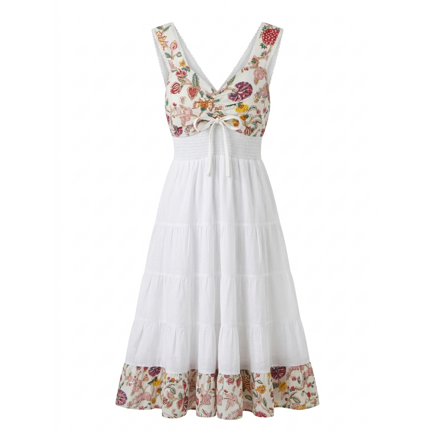 Ivory Bloom – White Floral Luxe Dress