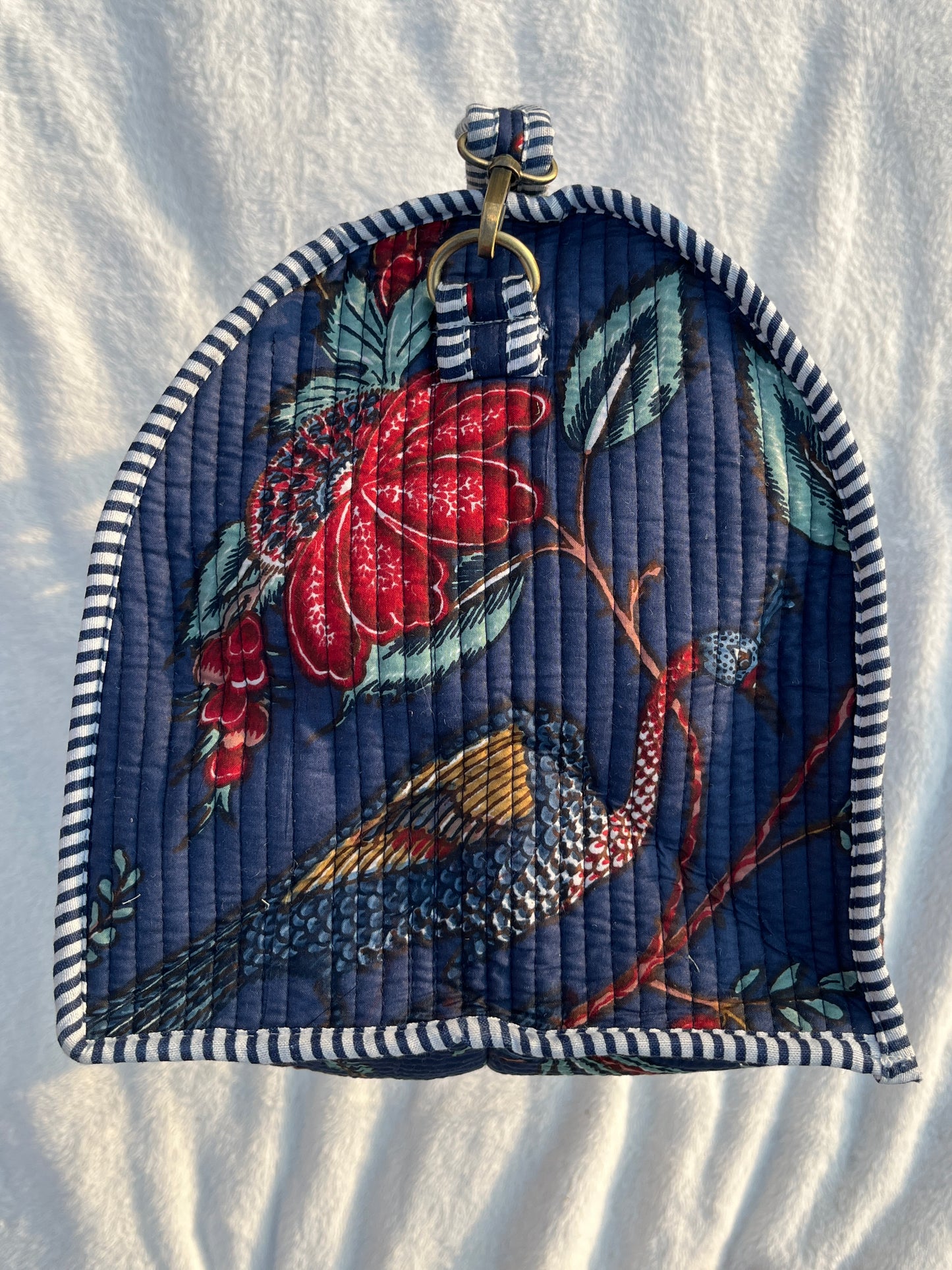 Navy Blue Print Quilted Cotton Duffle Bag – Lightweight Travel Weekender