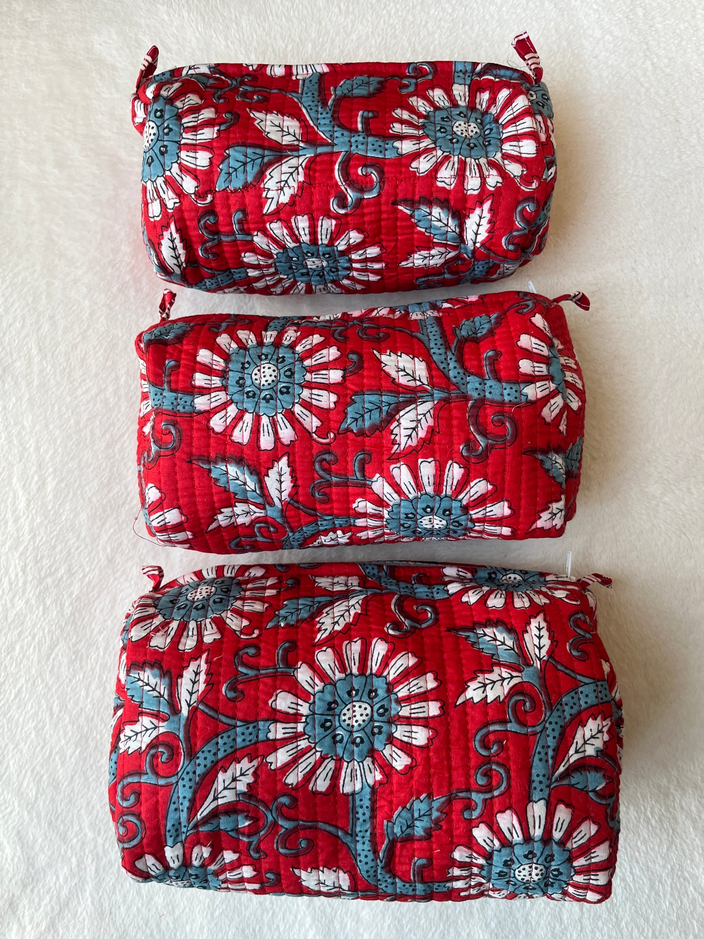 Red Blue floral – Utility Pouch Pack of 3