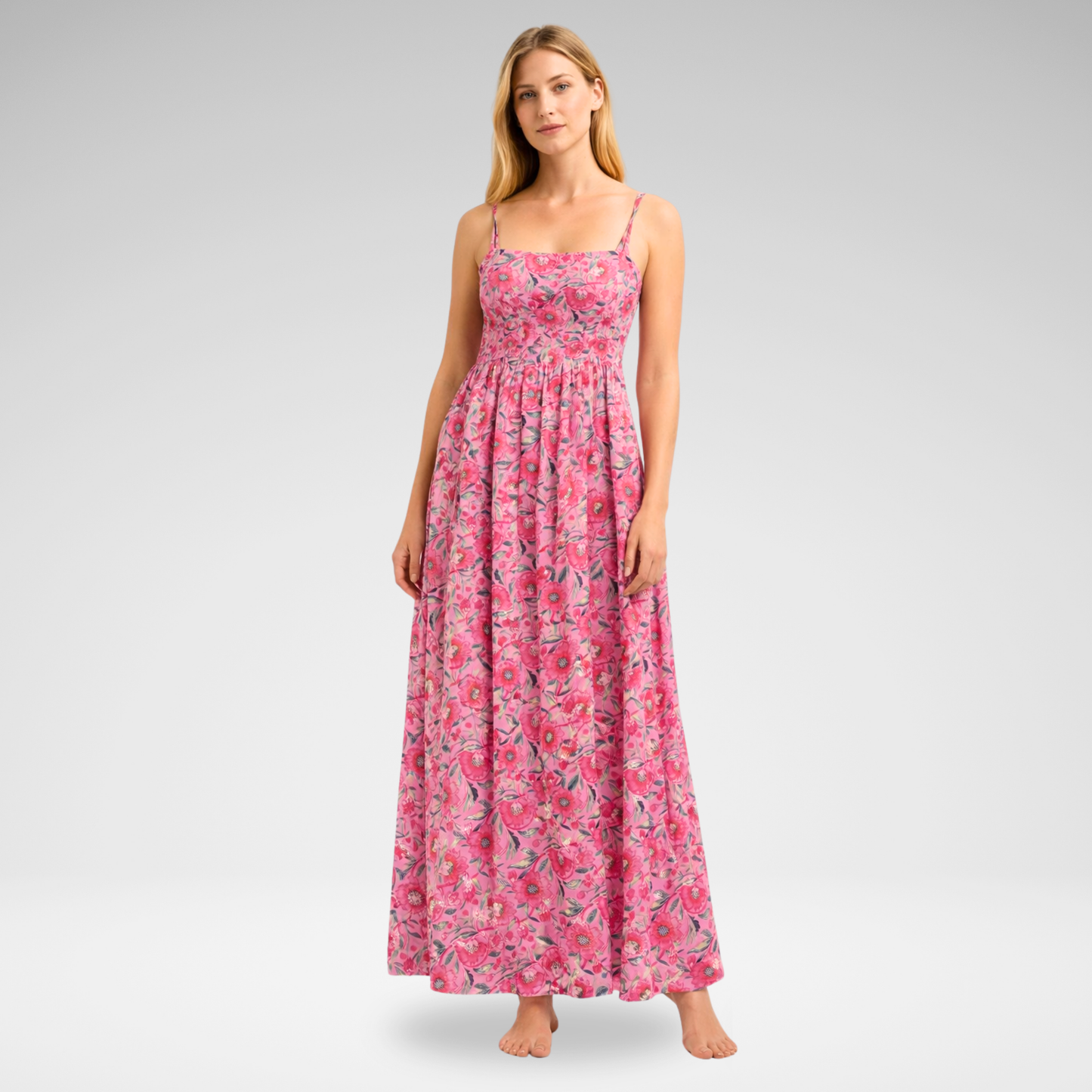 Blush Bloom – Pink Floral Luxe Dress