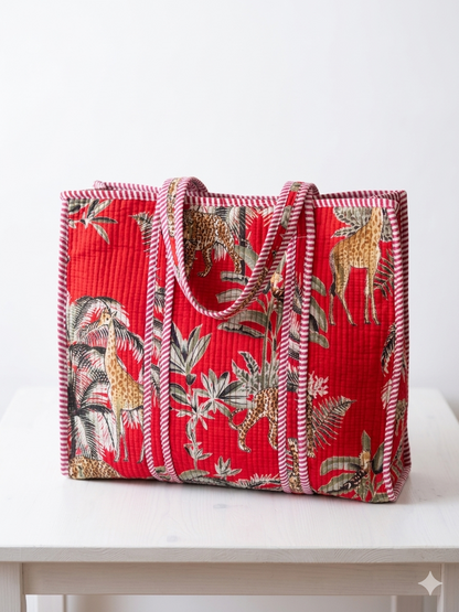 Crimson Red Jungle – Muse Tote Bag 16X16
