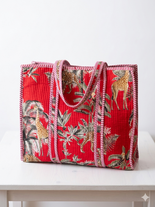 Crimson Red Jungle – Muse Tote Bag 16X16