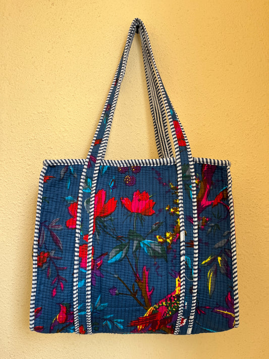Blue floral Mini Tote Bag 15X15