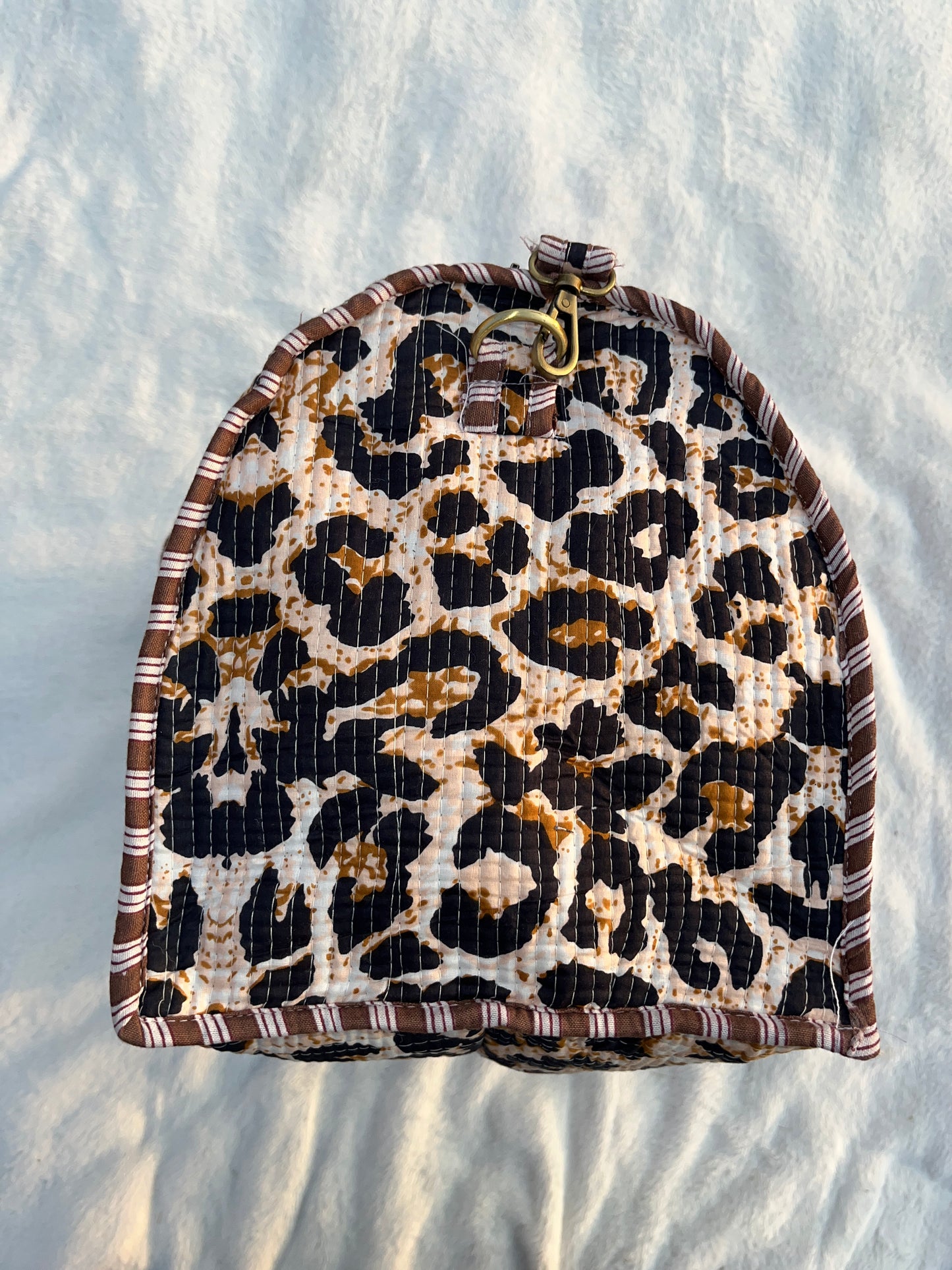 Brown Cheetah print Quilted Cotton Duffle Bag – Lightweight Travel Weekender