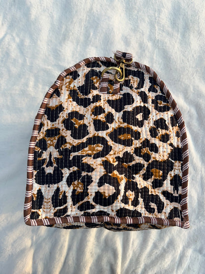 Brown Cheetah print Quilted Cotton Duffle Bag – Lightweight Travel Weekender