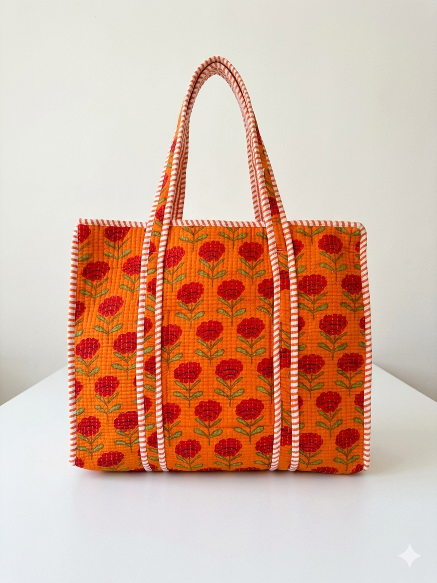 Sunset Orange Bloom – Muse Tote Bag 16X16