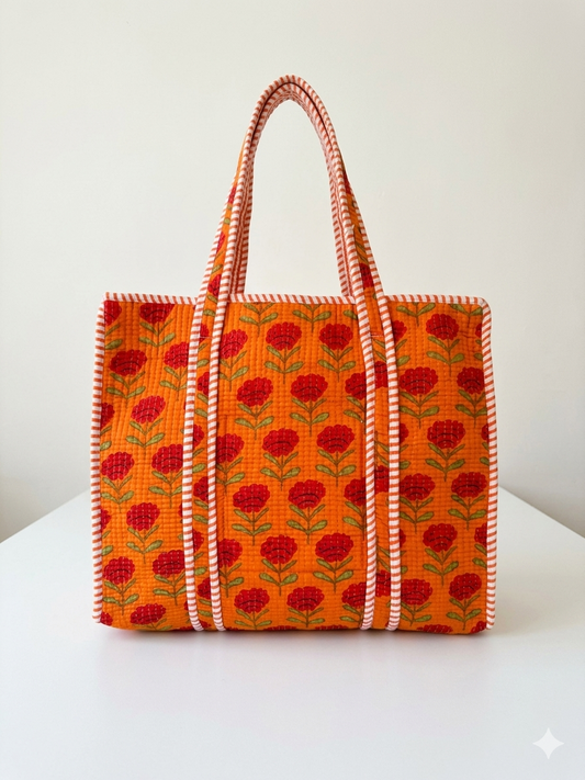 Sunset Orange Bloom – Muse Tote Bag 16X16