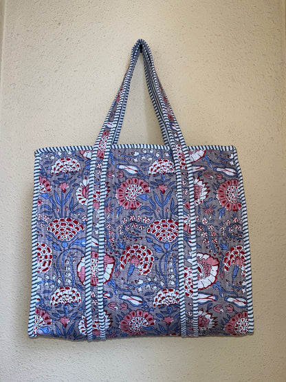 Grey Floral – Tote & 3 Pouch Set