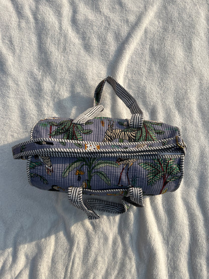 Grey Safari Print Quilted Cotton Duffle Bag – Lightweight Travel Weekender