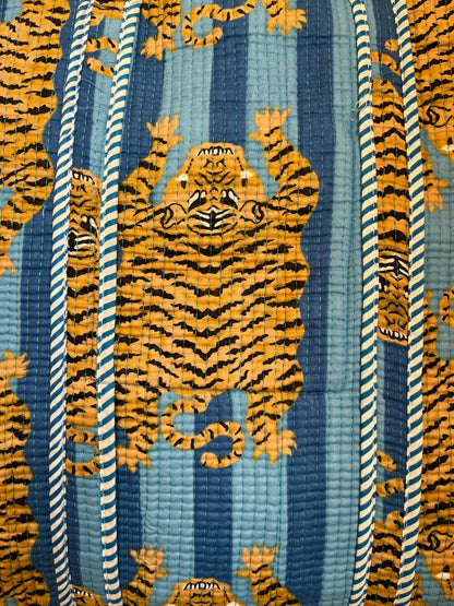 Blue Stripes Tibetan Tiger – Wander Tote Bag 18x18