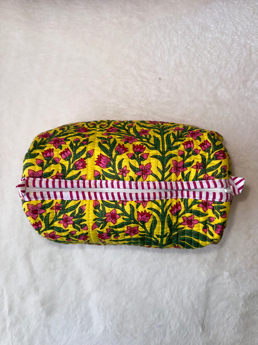 Yellow Floral – Quilted Utility Pouch