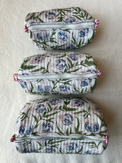 White Green floral – Utility Pouch Pack of 3