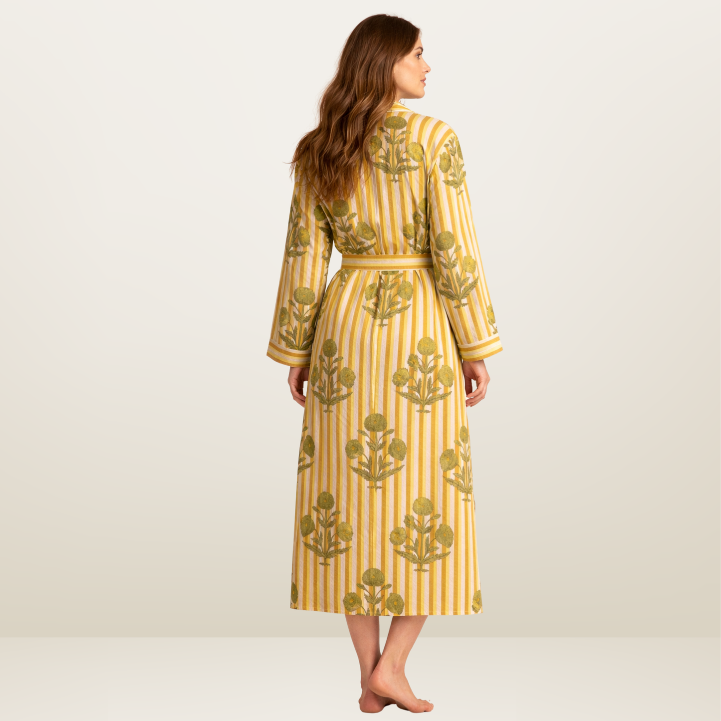 Lemon Yellow Bloom Riot - Women’s Cotton Kimono