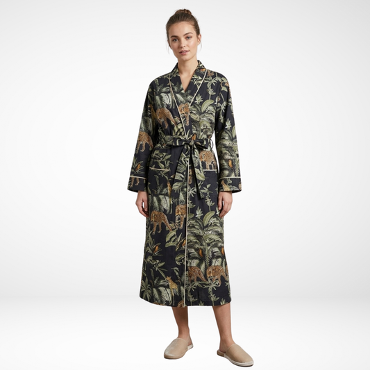 Black Jungle Muse – Women’s Cotton Kimono