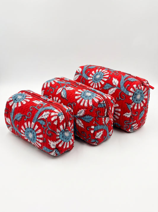 Red Floral – Utility Pouch Pack of 3
