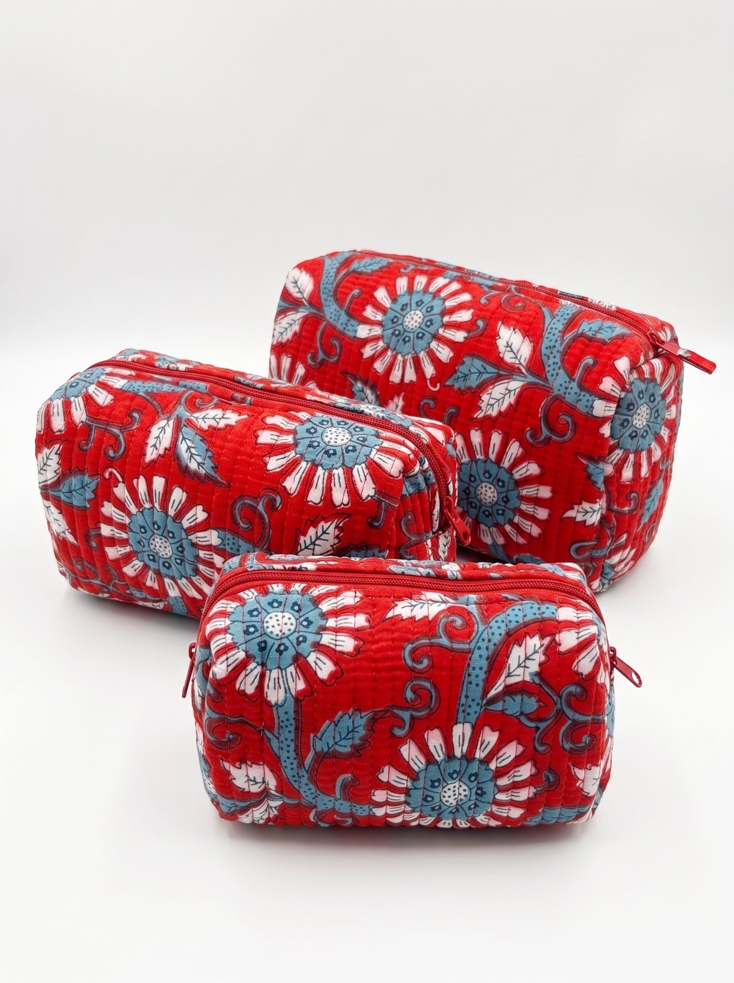 Red Floral – Utility Pouch Pack of 3