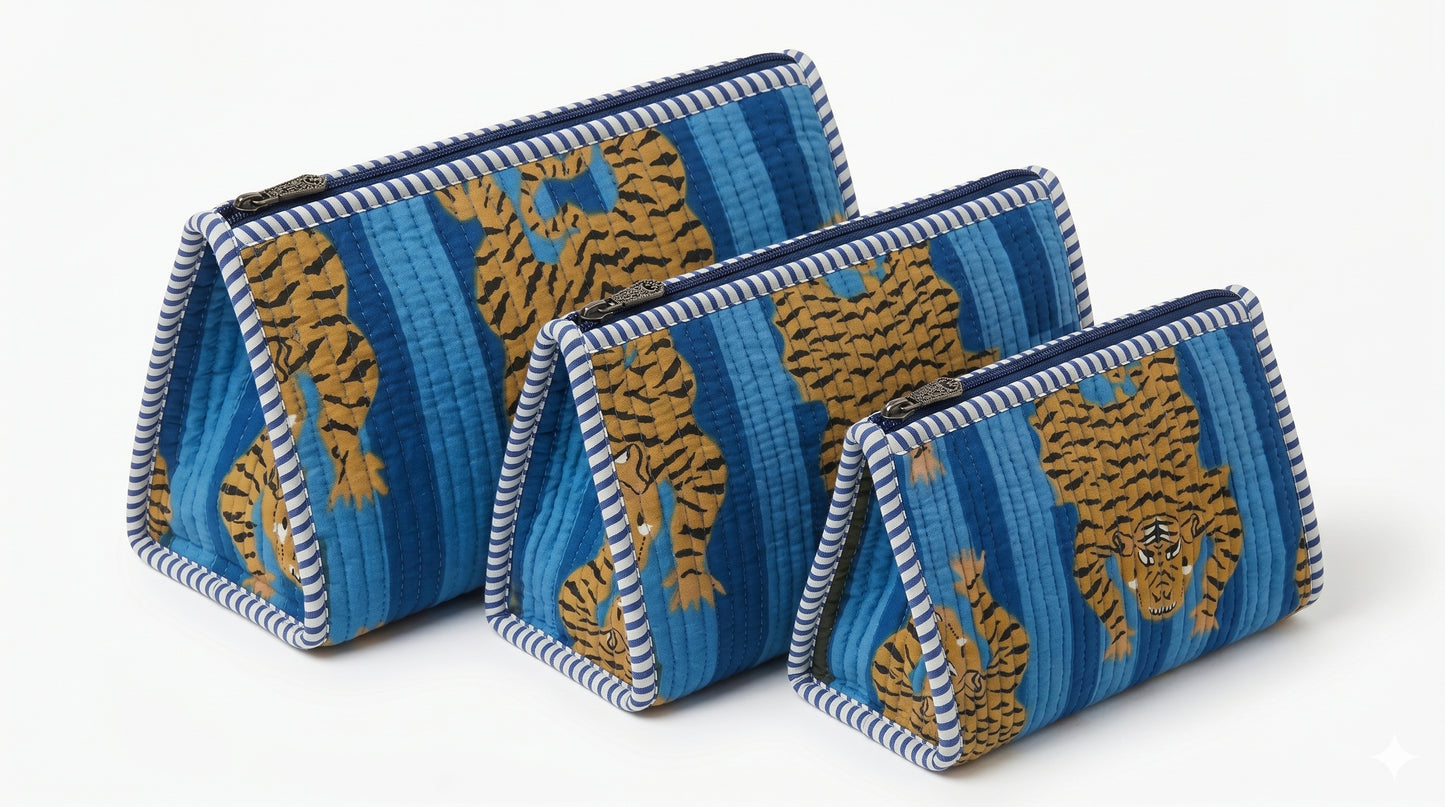Blue Stripes Tiger Pyramid – Utility Pouch Pack of 3