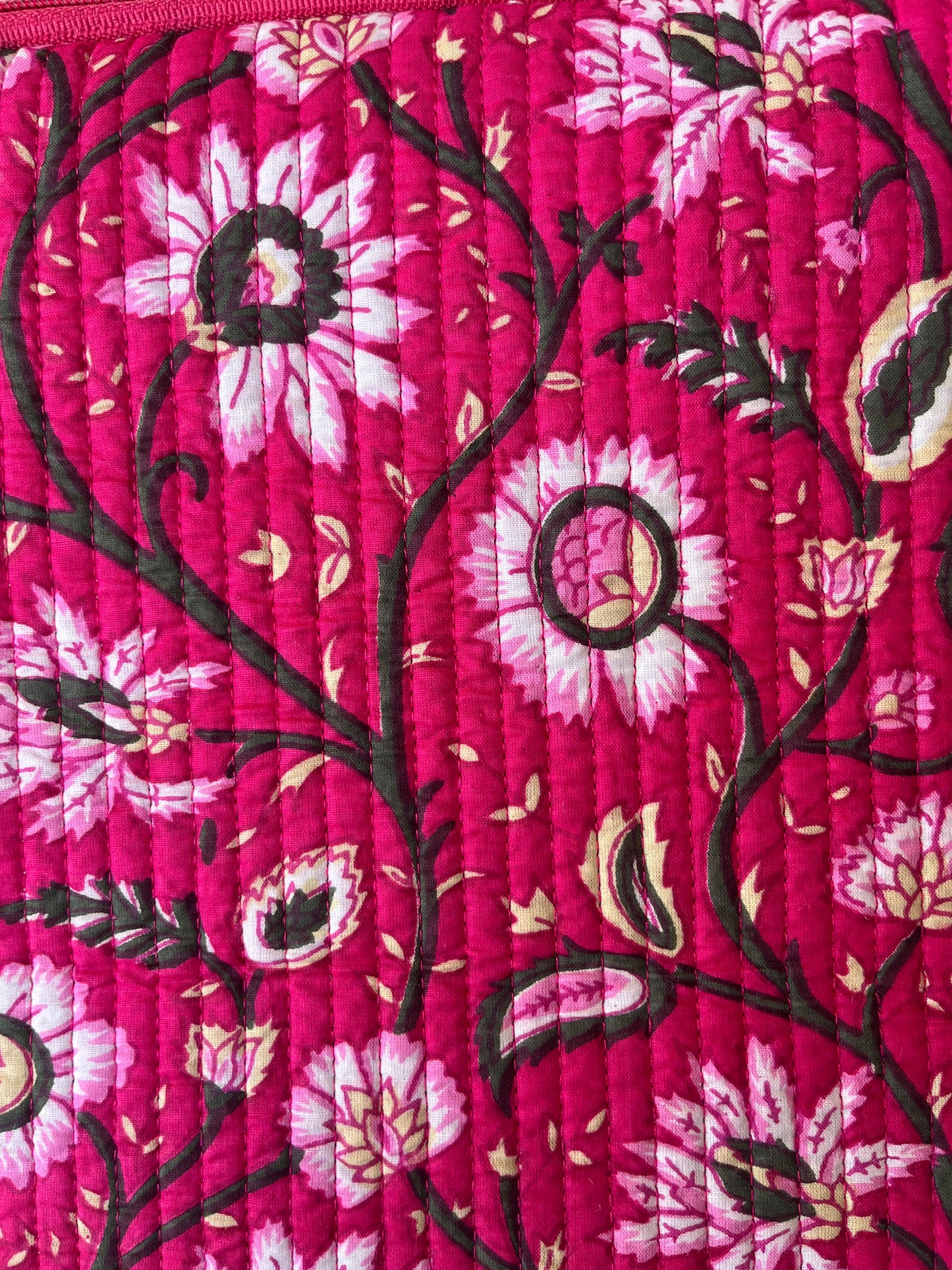 Pink Floral Quilted Laptop Bag