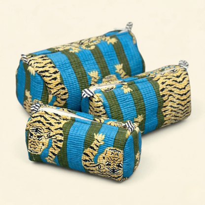 Green & Blue Tiger Print – Utility Pouch Pack of 3