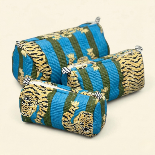 Green & Blue Tiger Print – Utility Pouch Pack of 3
