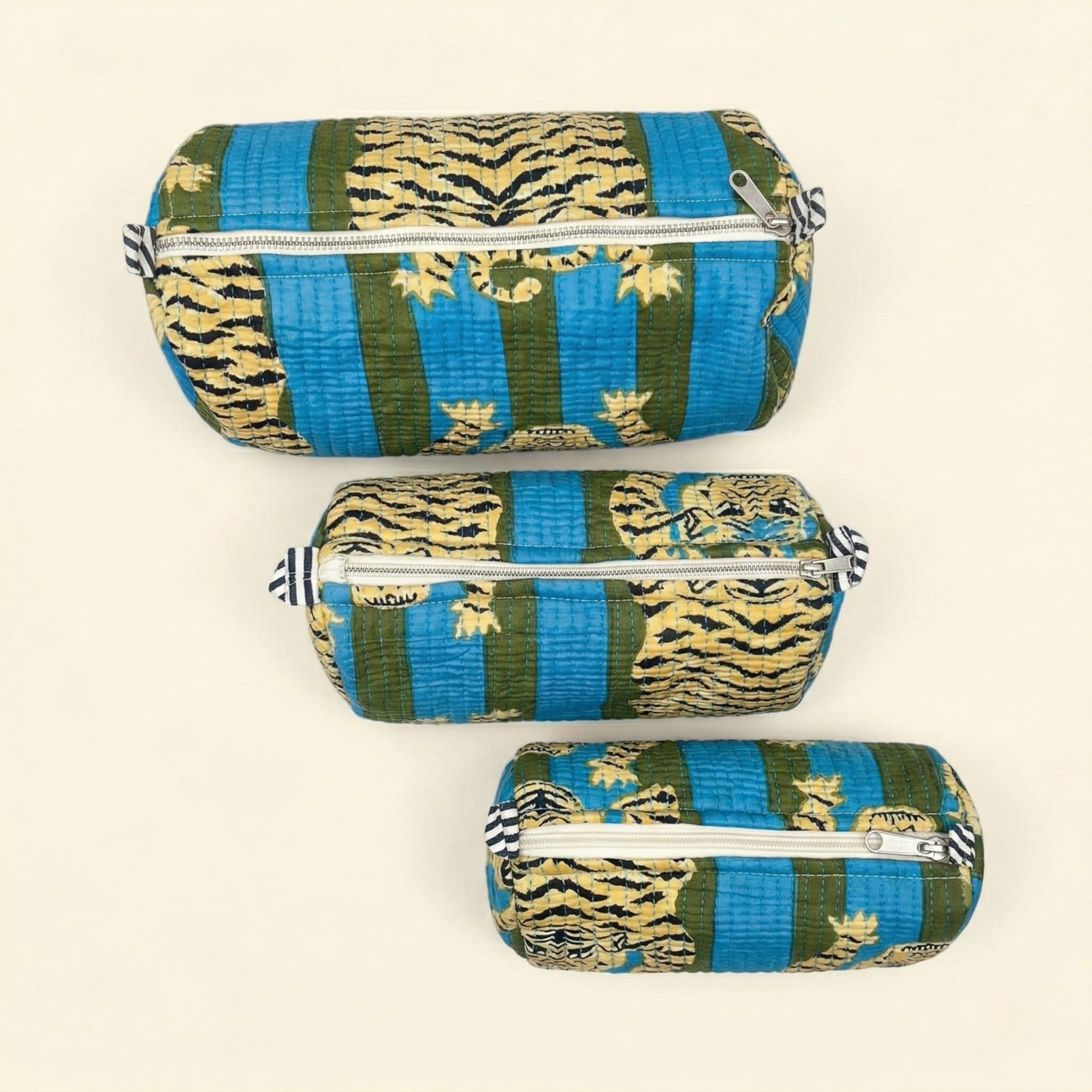 Green & Blue Tiger Print – Utility Pouch Pack of 3