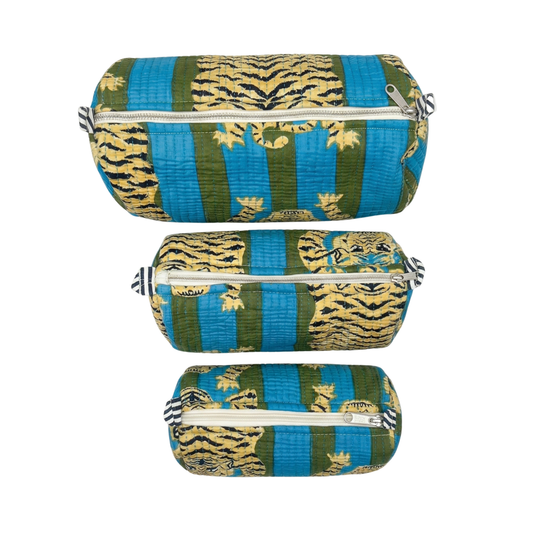 Green & Blue Tiger Print – Utility Pouch Pack of 3